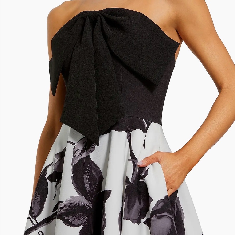 Mac Duggal Strapless Floral Bow Midi Dress Size 8 NWT - Picture 3 of 3